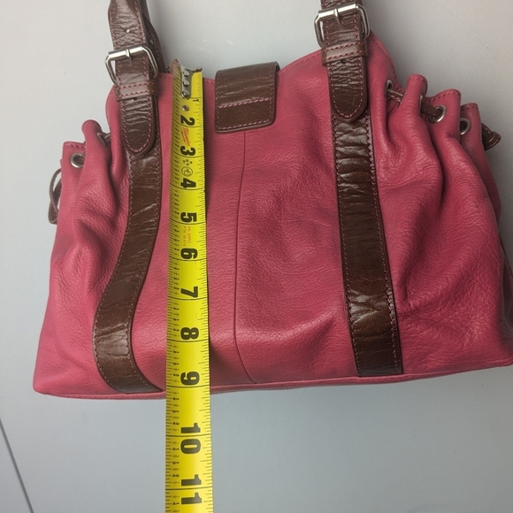 VINTAGE Danier Pink And Brown Leather Shoulder Purse Medium Size - Picture 8 of 12